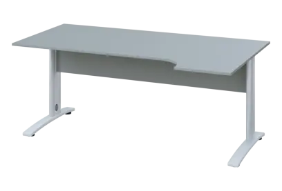 ERK 18 - 184 stůl kancelářský, rohový, pravý, kovová podnož bílá, deska 18 mm, široký 1800 mm, šedá